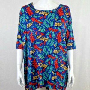 LuLaRoe IRMA Blue Multicolor Hi Lo Tunic Top